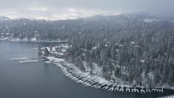 Winter Season Snowy Mountain Forest Aerial Breathtaking Natural Landscape  USA alt