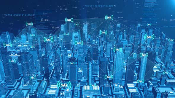 5g Mobile Internet Iot Smart Technology City Building alt