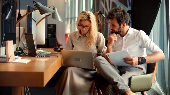 Colleague Planning Together Office Brainstorm. Team Collaboration For Company Result. alt