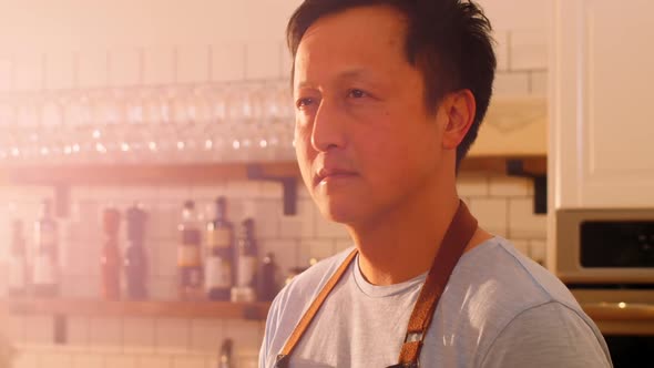 Chef working in the cafe kitchen alt