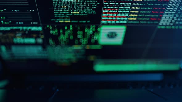 Close Up of Monitor Screen with Developing Programming and Coding Technologies alt