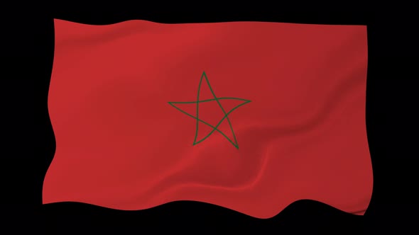 Flag Of Morocco Wave Motion Black Background