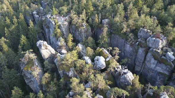Amazing Rock Formation on Szczeliniec Wielki in Table Mountains National Park. Tourist Attraction of alt