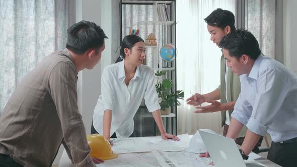 Serious Group Of Asian Engineers Discuss About Work  Angry Colleagues Debate Fight Over Paperwork alt