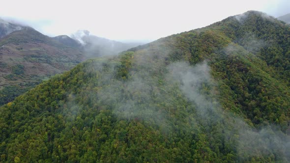 Misty Autumn Mountain Aerial View alt