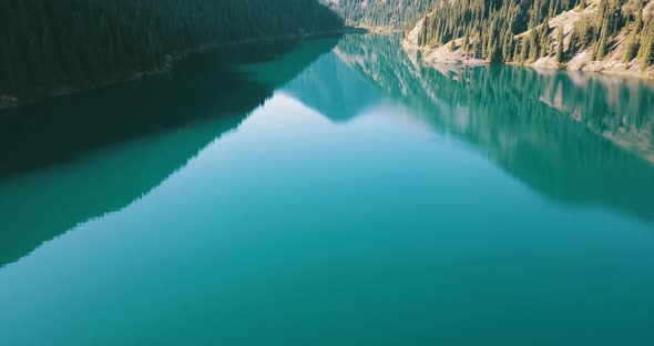 Kolsay Lake Among Green Hills and Mountains alt