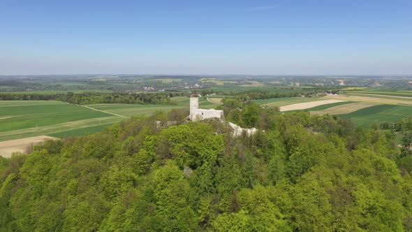 Aerial view of Pilcza Castle, Poland