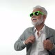 Stylish Emotional Old Man Pensioner with a Gray Beard in Green Glasses Dances with Funny Emotions on - VideoHive Item for Sale
