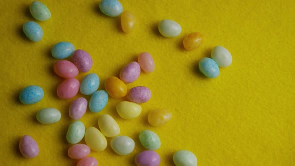 Rotating shot of colorful Easter jelly beans alt