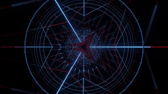 Abstract VJ Loop with Color Laser Wireframe Lines