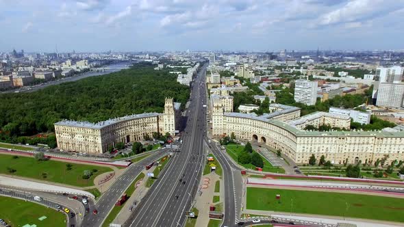 Aerial View of Highway Interchange in Moscow City Russia
