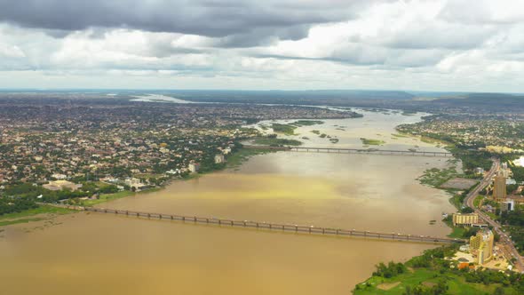Africa Mali City And River Aerial View 10