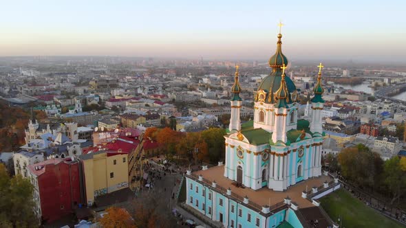Aerial View of St. Andrews Church in Kiev