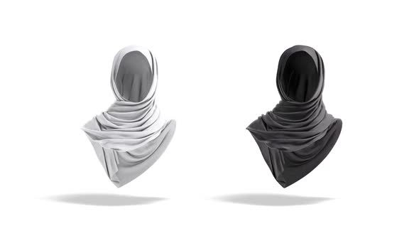 Blank black and white woman muslim hijab, looped rotation alt