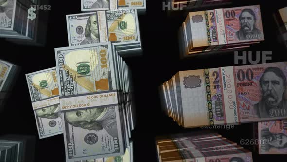 Dollar and Hungary Forint money exchange loop alt