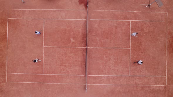 Taking Video From the Up with Drone on the Tennis