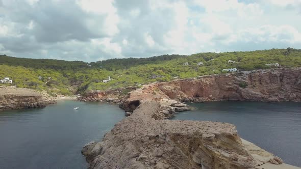 Ibiza sunset drone coast view alt