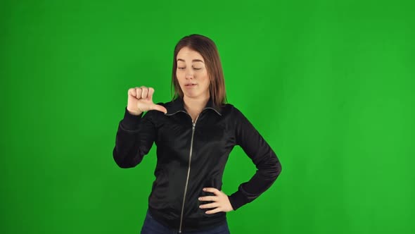 Cool Woman Shows Finger Down