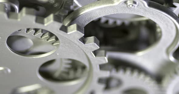 Mechanical Grey Gears Rotation Motion 5 alt