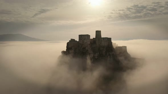 Aerial view of Spissky Castle in Spisske Podhradie, Slovakia alt