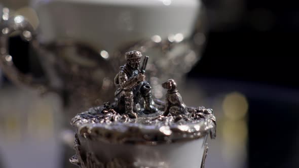 Close Up the Finished Products of the Silver Factory  Silver Decoration for Dishes alt