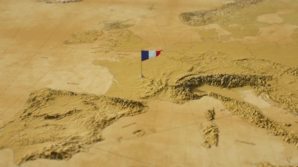 Vintage World Map - Flying Over To France