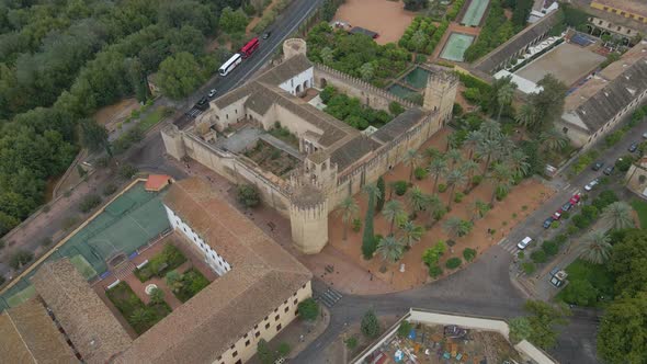 High Angle View of a Small Historical Castle in Cordoba Spain alt