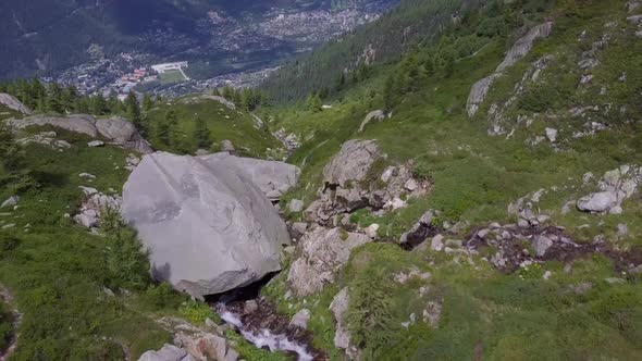 Annecy Lake and Castle Aerial View in France alt