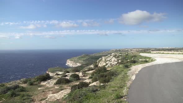 Scenery of Dingli Cliffs and Blue Mediterranean Sea with Clear Blue Sky in Malta