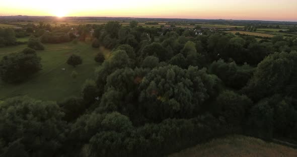 Aerial over English countryside