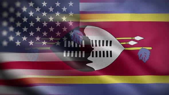 USA Swaziland Flag Loop Background 4K