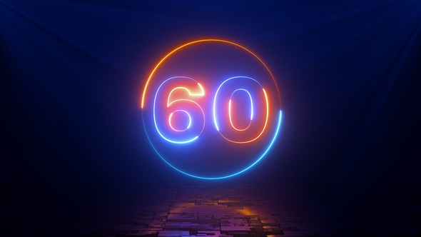 White Neon Light 60 Seconds Countdown on black background. Running dynamic  light. Timer from 60 to 0 seconds. 1 minute countdown. 30 or 10 seconds.  Rainbow Speed running circle light Stock Video Footage by ©kingsparkmedia  #390034986
