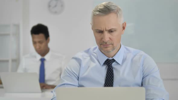 Yes Grey Hair Businessman Shaking Head to Show Acceptance and Interest alt