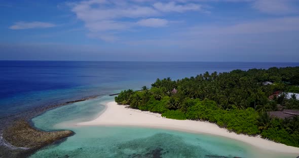Wide overhead abstract shot of a white paradise beach and aqua blue water background in best quality alt