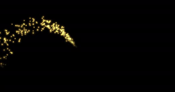 Background of 3d Golden Yellow Shiny Moving Blurry Particles Bokeh Sparkles on a Black Background alt