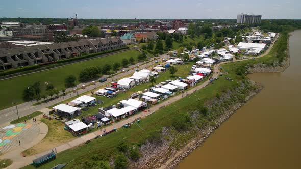 Aerial View of Memphis in May BBQ Festival in Downtown Memphis, Tennessee alt