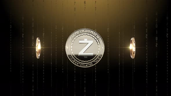 Set 6-10 Rotating ZCASH Cryptocurrency Background 4K