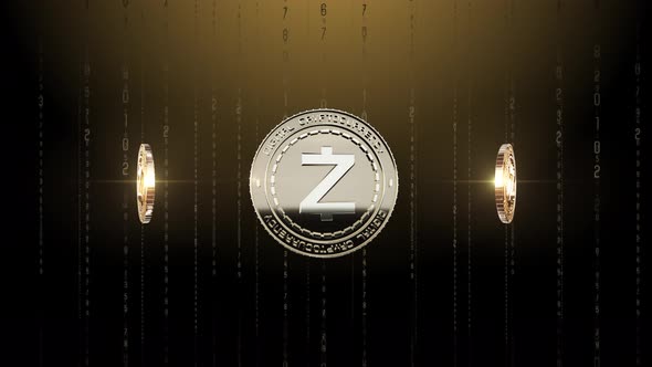 Set 6-10 Rotating ZCASH Cryptocurrency Background 4K alt