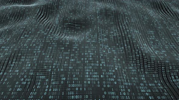 Abstract technology big data background - data blocks flowing in large waves