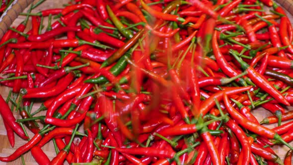 Ripe red chillies, spices of Thailand for cooking