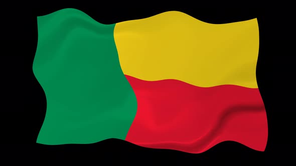 Benin Flag Waving Animated Black Background