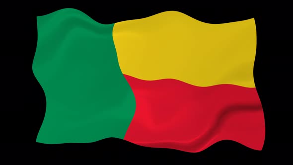 Benin Flag Waving Animated Black Background alt