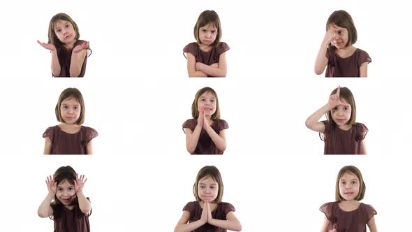 Collage of video footages, concept of gestures and various emotions.