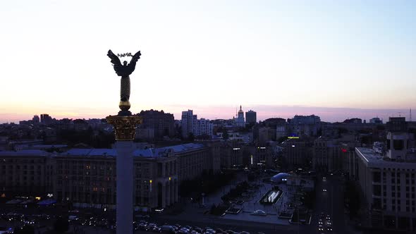 Independence Square. Maidan. Monument. Aerial. Kyiv. Ukraine alt