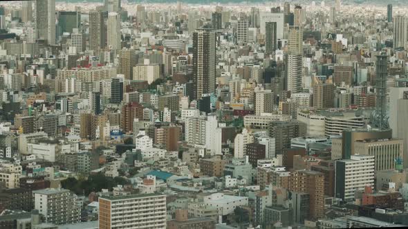 Osaka, Japan. Aerial Shot Of Central Buildings District alt