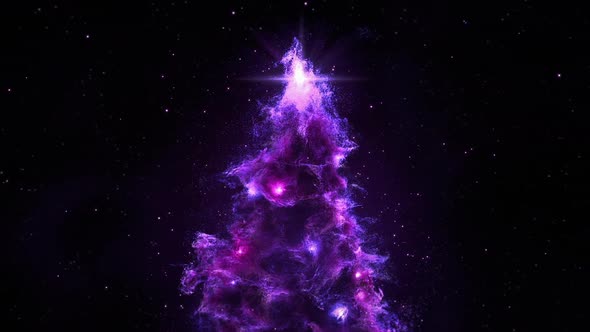 Purple Violet Nebula Christmas Fir Tree background HD resolution.
