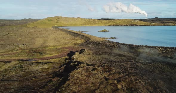Aerial View of Gunnuhver Hot Springs in Iceland alt