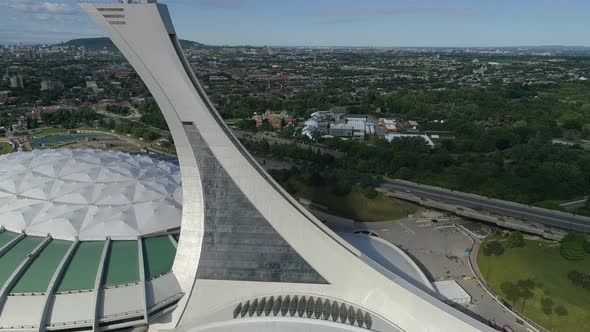 Aerial view of the Montreal Olympic Stadium alt