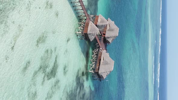 Zanzibar Tanzania  Vertical Video House on Stilts in the Ocean on the Coast Slow Motion alt
