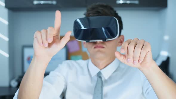 Businessman Using Virtual Reality Headset.